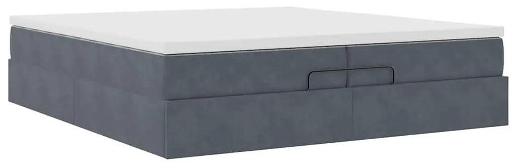 moldura de cama otomana vidaXL com colchão cinza escuro veludo