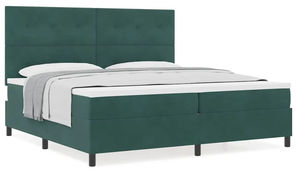 Cama Box Spring com Colchão Verde Escuro 200x200 cm Veludo