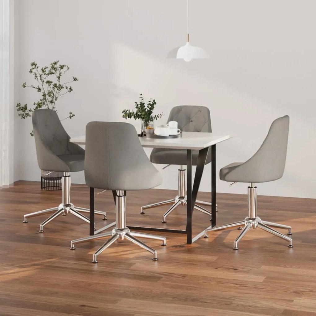 vidaXL Cadeiras de jantar giratórias 4 pcs tecido cinzento-escuro