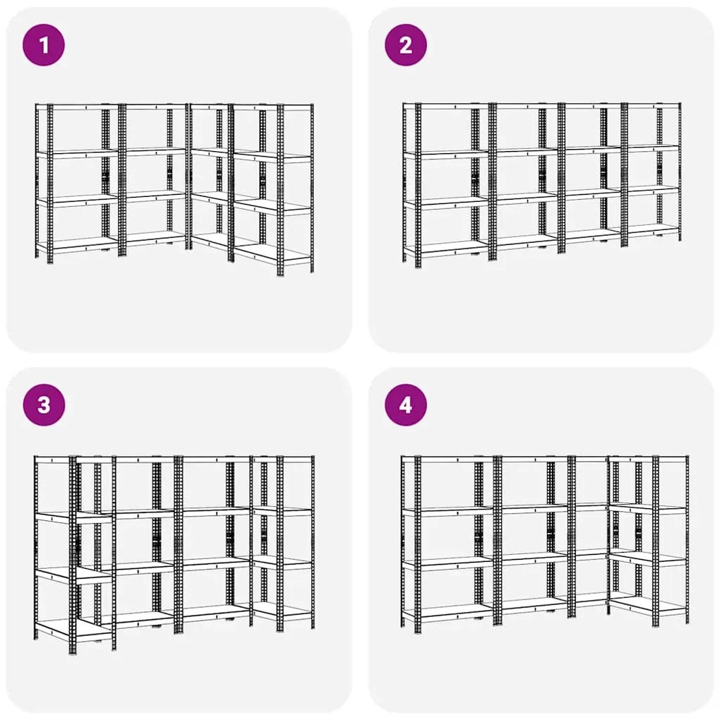 Prateleiras de armazenamento de 4 camadas 4 pcs aço antracite