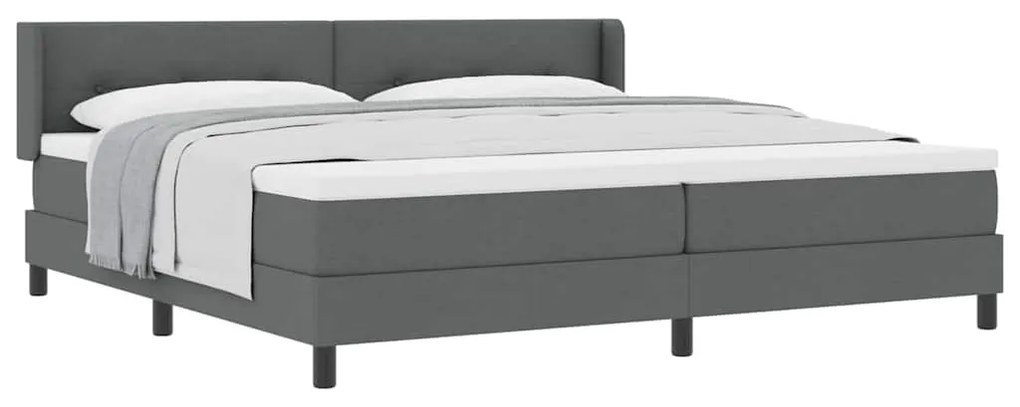 Cama Box Cinza Escuro com Colchão, 200x200 cm, Tecido