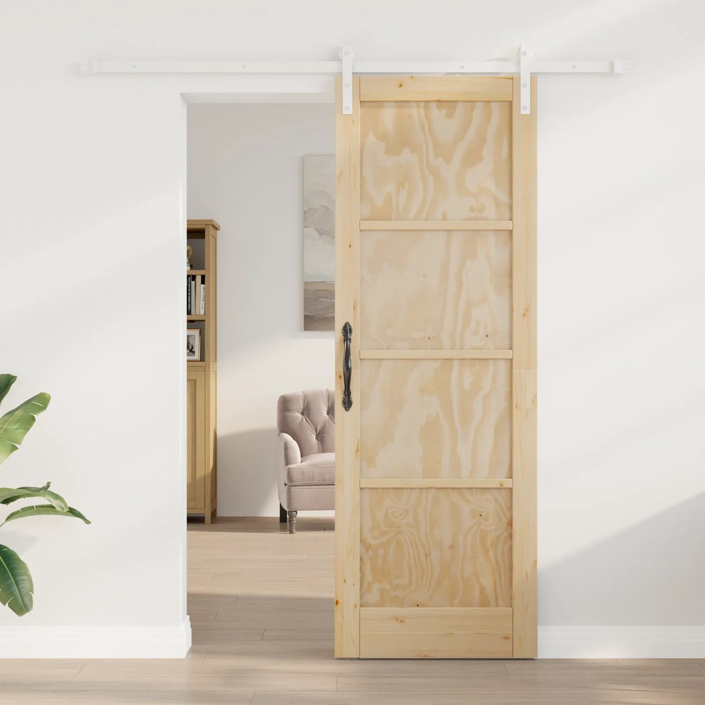 Porta Deslizante com Conjunto de Hardware 73.5x211 cm Madeira Sólida d
