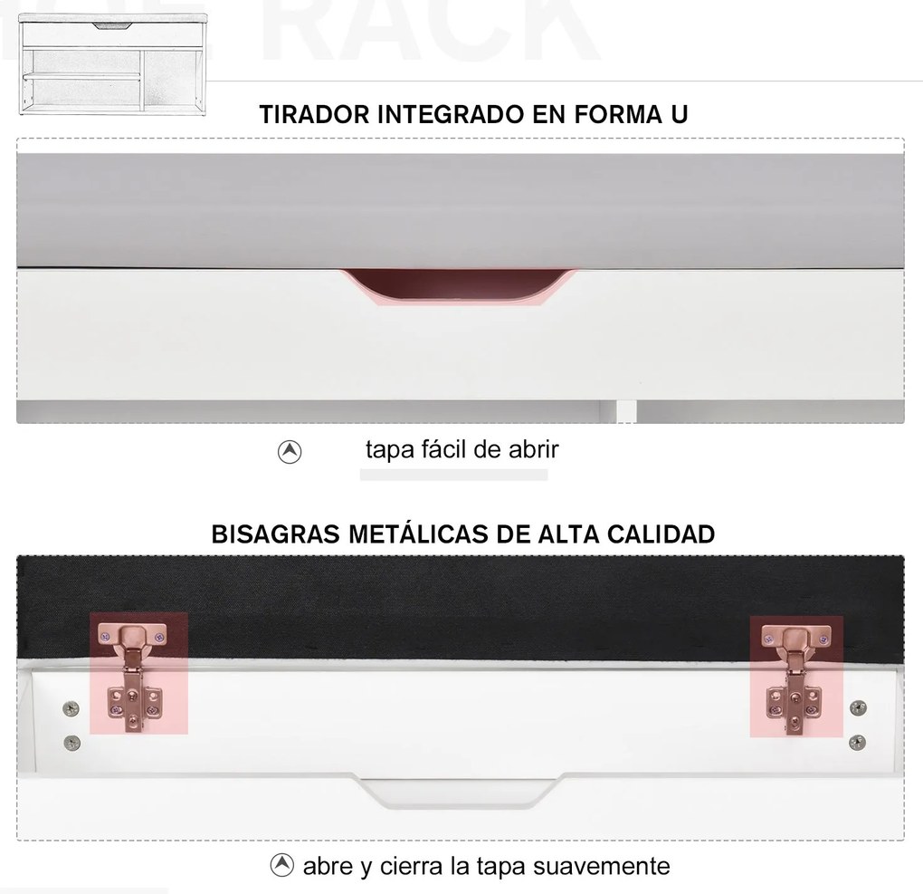 Sapateira com Assento Acolchoado para Entradas e Salões com 1 Gaveta e