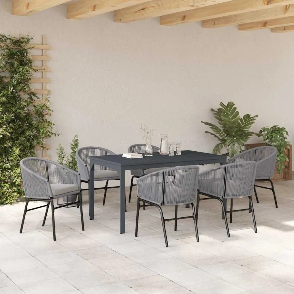 Conjunto de Jantar para Jardim Manual 7 pcs Cinzeto Grande