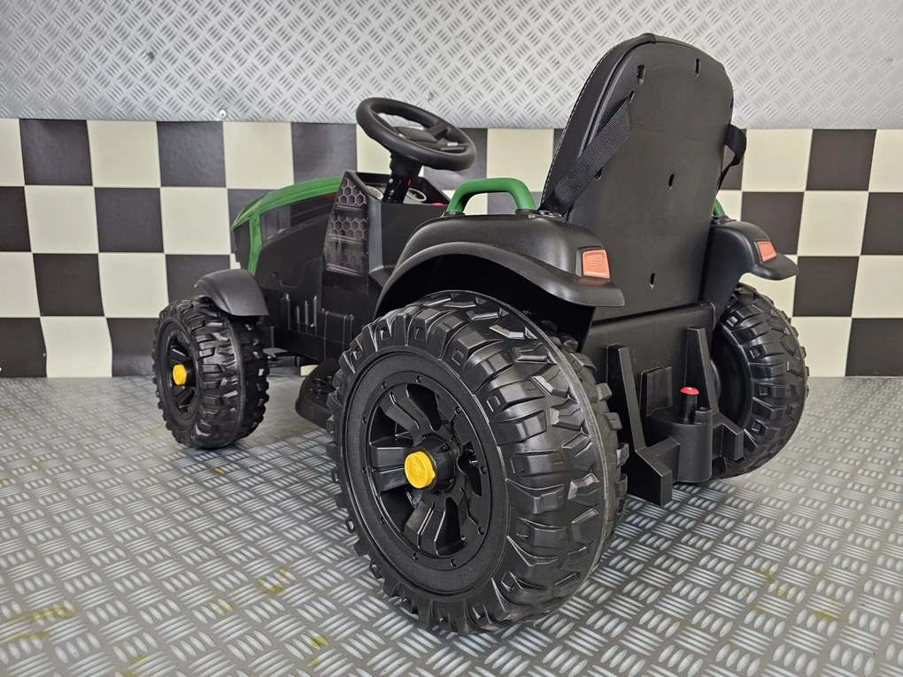 Trator elétrico crianças 12V tractor Farmer, Rodas Borracha EVA Com controlo remoto Verde