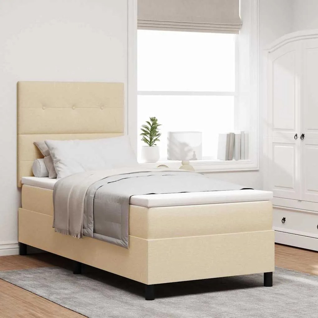 vidaXL Cama Box Spring Creme com Colchão 80x200 cm Tecido