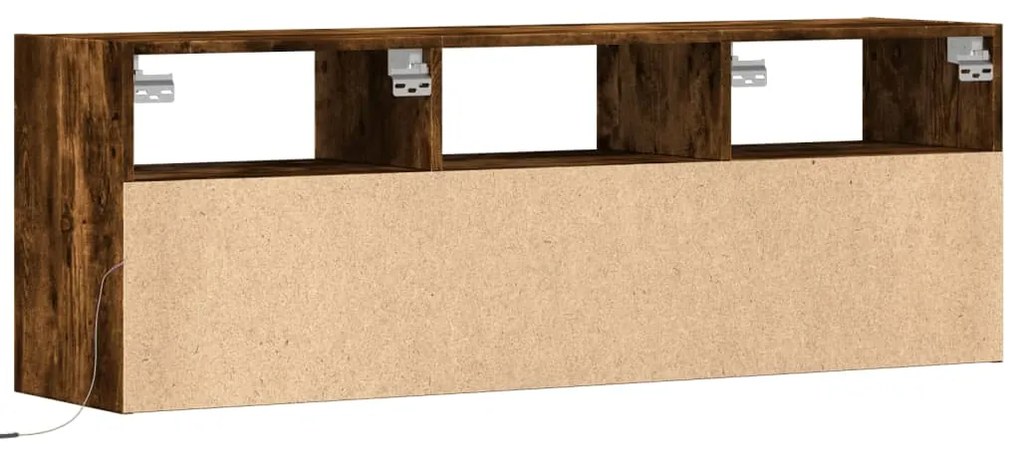 Móvel de parede p/ TV c/ luzes LED 130x31x45 cm carvalho fumado