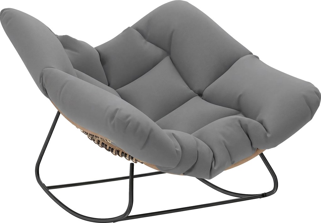 Outsunny Cadeira de balanço Poltrona de balanço com almofada resistente às intempéries Cadeira de jardim até 120 kg de capacidade para sala, jardim, relvado Cinza | Aosom Portugal