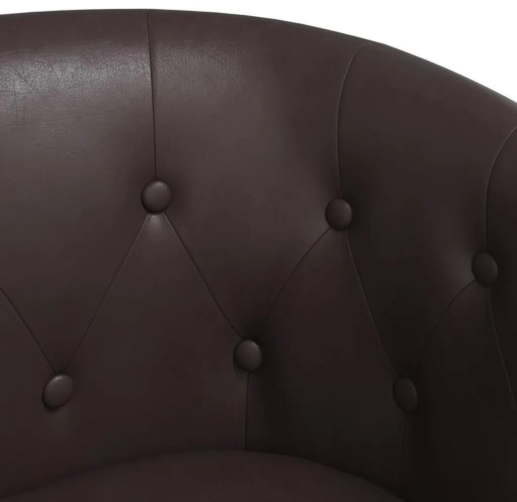 Poltrona com apoio de pés couro artificial castanho