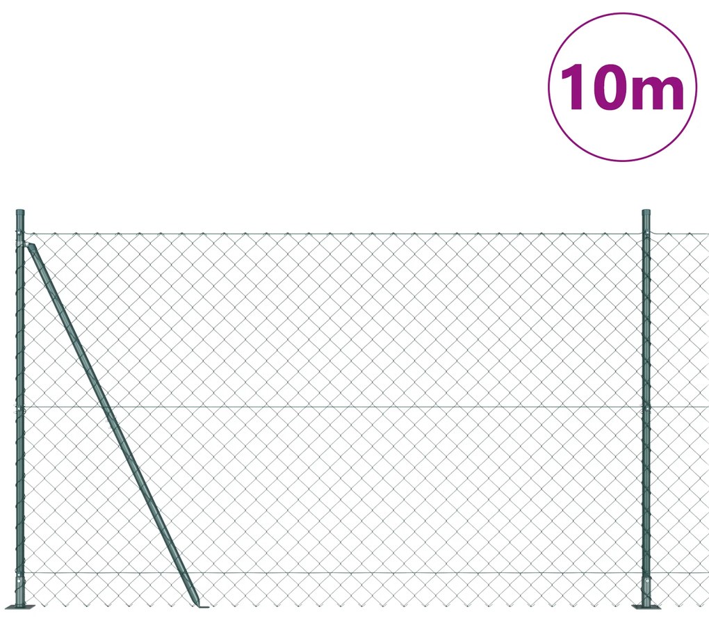 Cerca de Cadeia com 7 Postes Flanged 1,6x10 m Aço Galvanizado