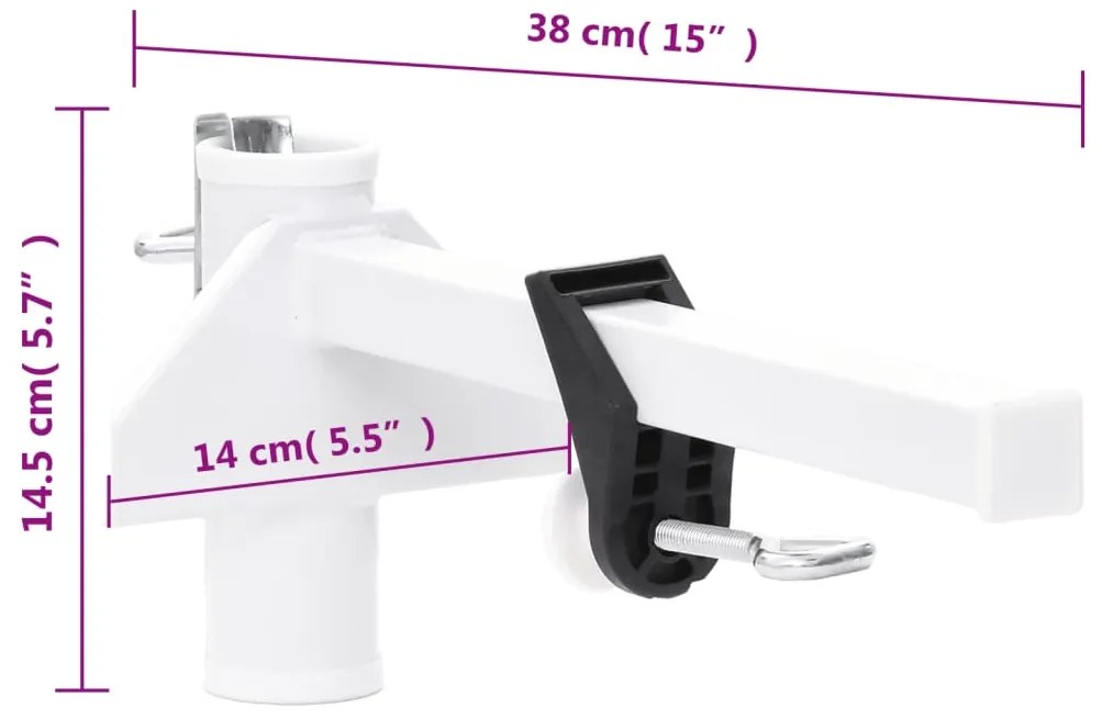 Grampo de guarda-sol para varanda 38 mm aço branco