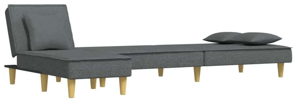 Sofá-cama em forma de L 255x140x70 cm tecido cinzento-escuro