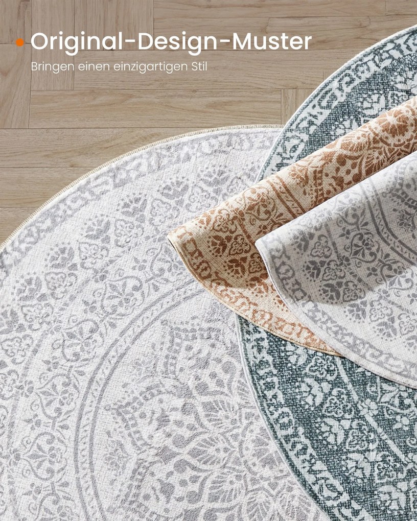Tapete redondo 120 cm d estilo boho Cinzento