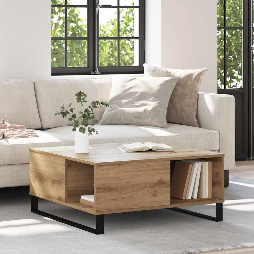 vidaXL Mesa de centro carvalho artisiano 80 x 80 x 36.5 cm