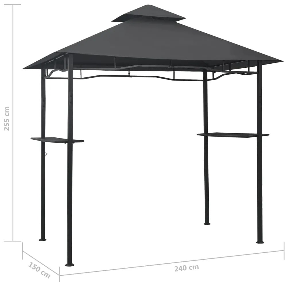 Gazebo de churrasco 240x150x255 cm aço antracite