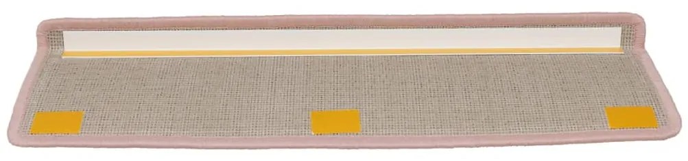 Tapete/carpete p/ degraus 15 pcs 65x21x4cm branco e cor-de-rosa