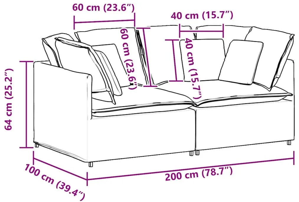 Sofá modular com almofadas veludo azul