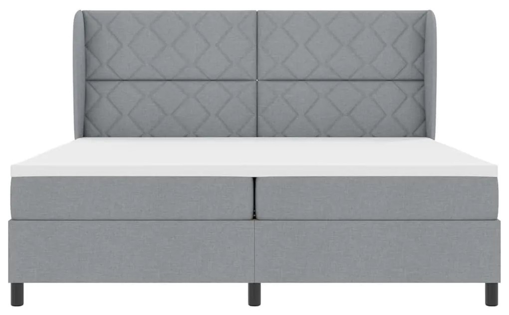 Cama Box com Colchão - Cinza Claro, 200x200 cm Tecido