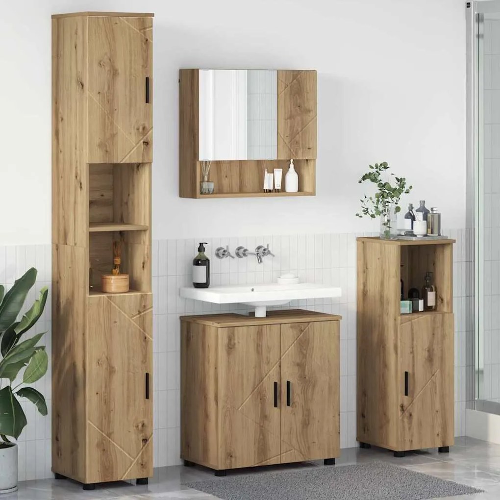 vidaXL Conjunto de Móveis para Banheiro 4 pcs carvalho artisiano