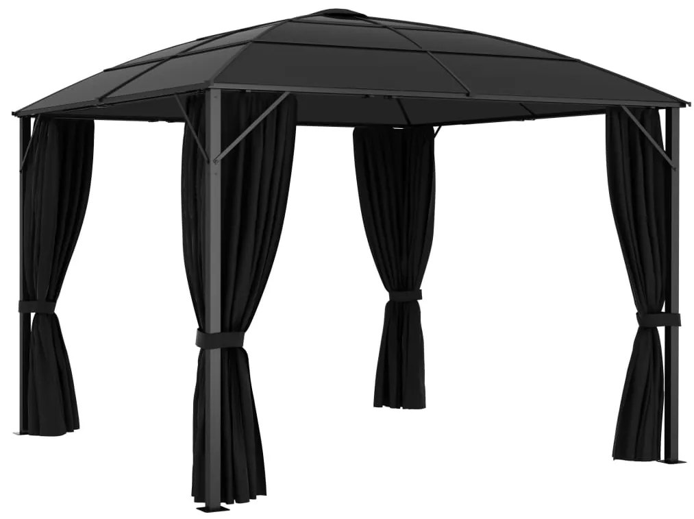 Gazebo com cortinas 300x300x265 cm antracite
