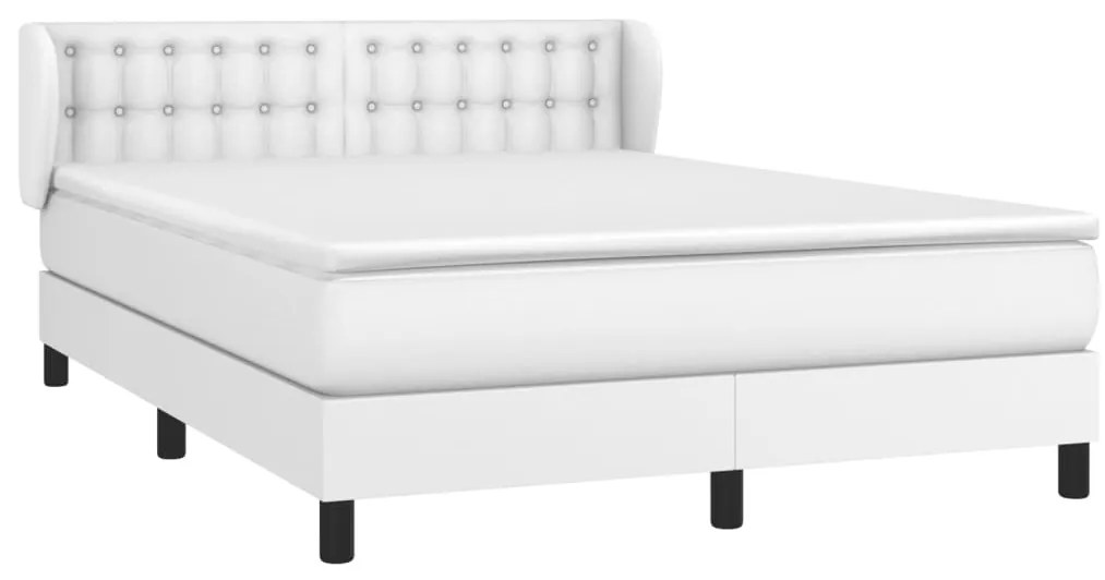Cama com molas/colchão 140x200 cm couro artificial branco