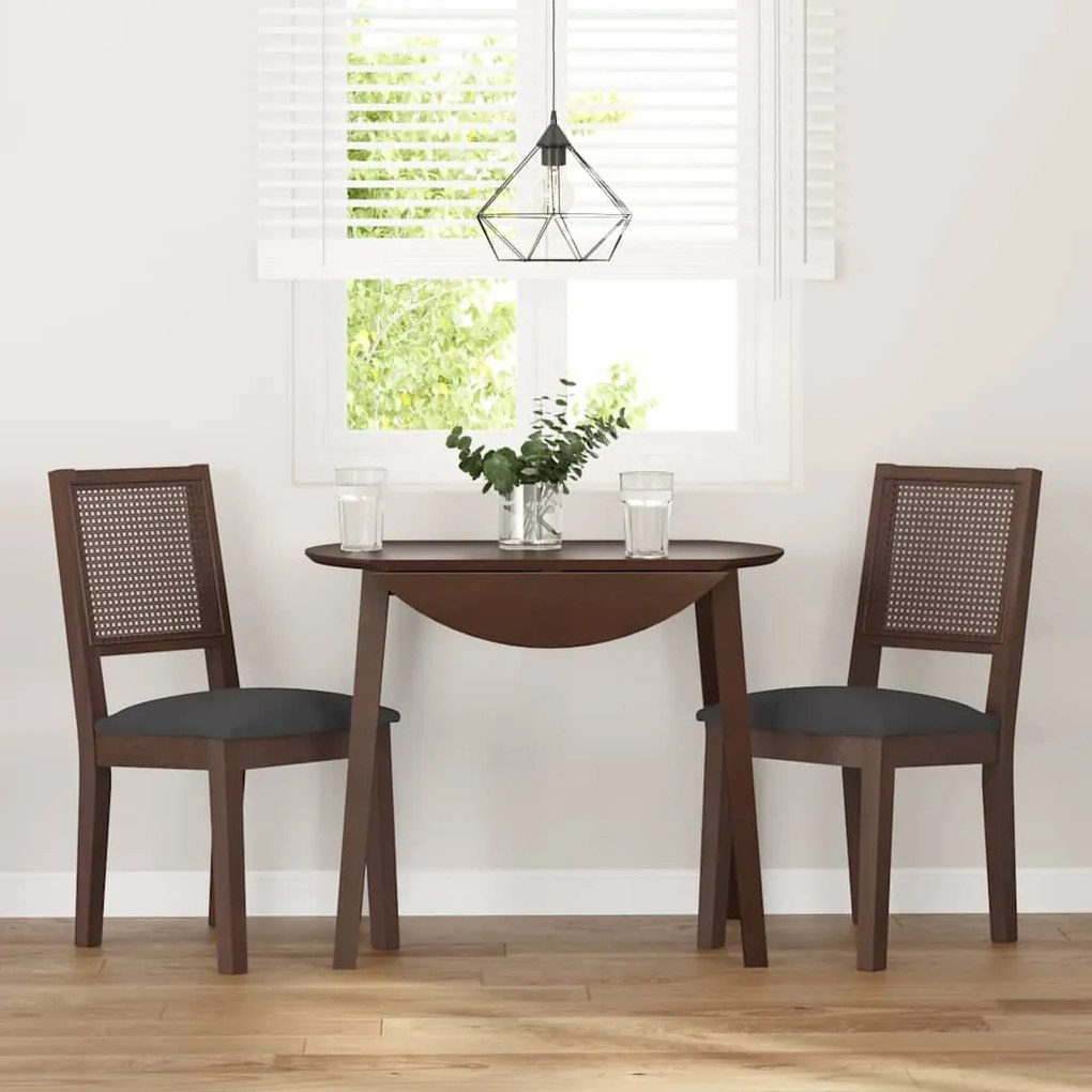 Cadeiras de jantar com almofadões 2 pcs madeira maciça castanho