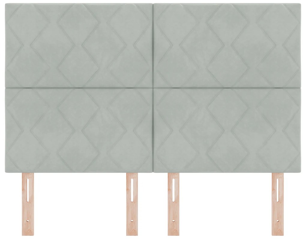 Cabeceira Design de Blocos de Diamante Cinzento Claro 140 cm Veludo