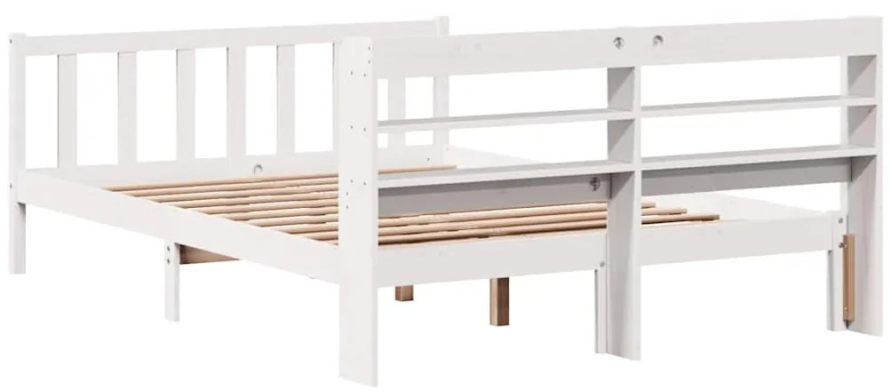 Cama sem colchão 140x190 cm madeira de pinho maciça branco