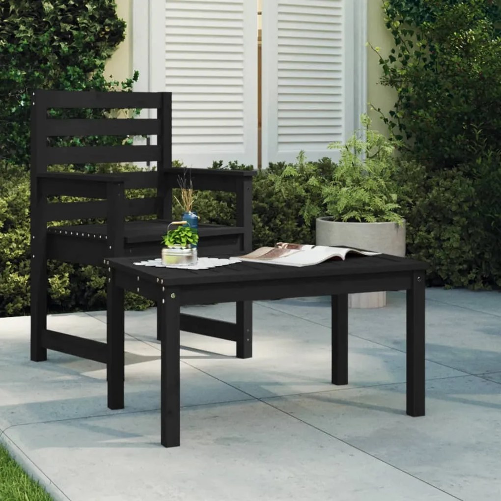 824117 vidaXL Mesa de jardim 82,5x50,5x45 cm madeira de pinho maciça preto