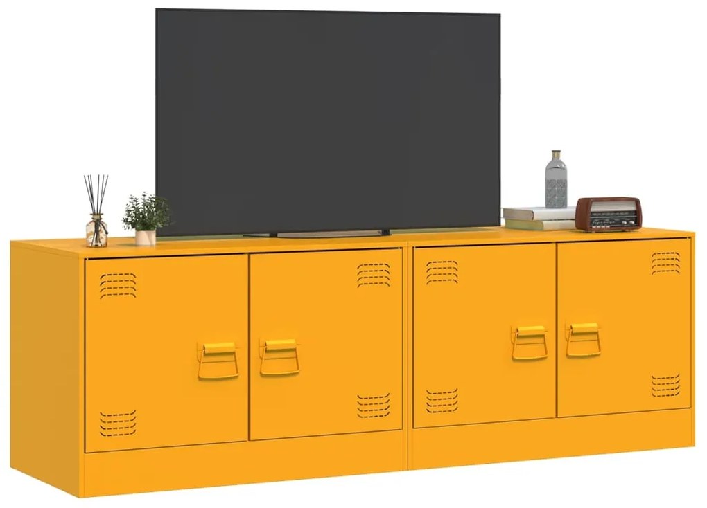 Móveis de TV 2 pcs 67x39x44 cm aço amarelo mostarda