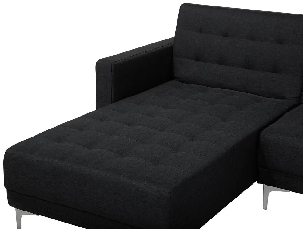 Sofá de canto 4 lugares com repousa-pés em tecido cinzento grafite à direita ABERDEEN Beliani