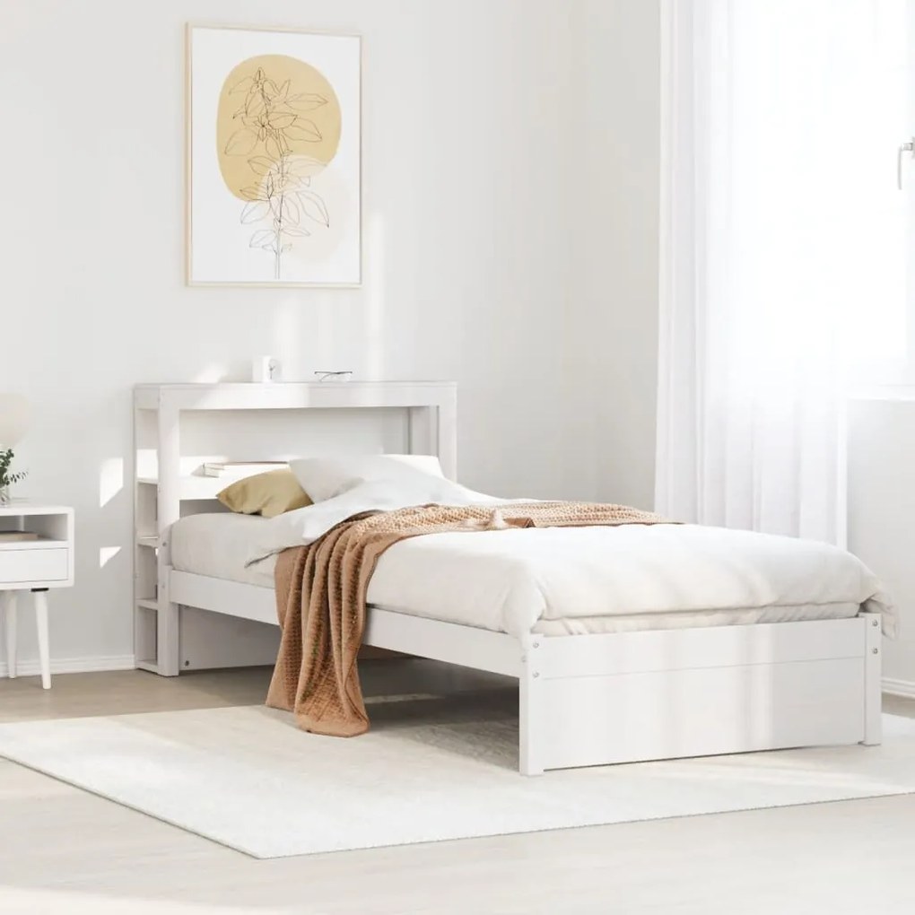 vidaXL Estrutura de cama c/ cabeceira sem colchão 90x200 cm branco