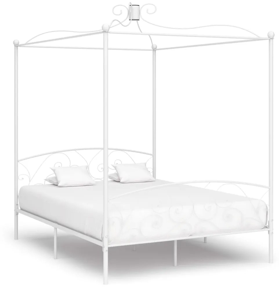 vidaXL Estrutura de cama dossel 160x200 cm metal branco