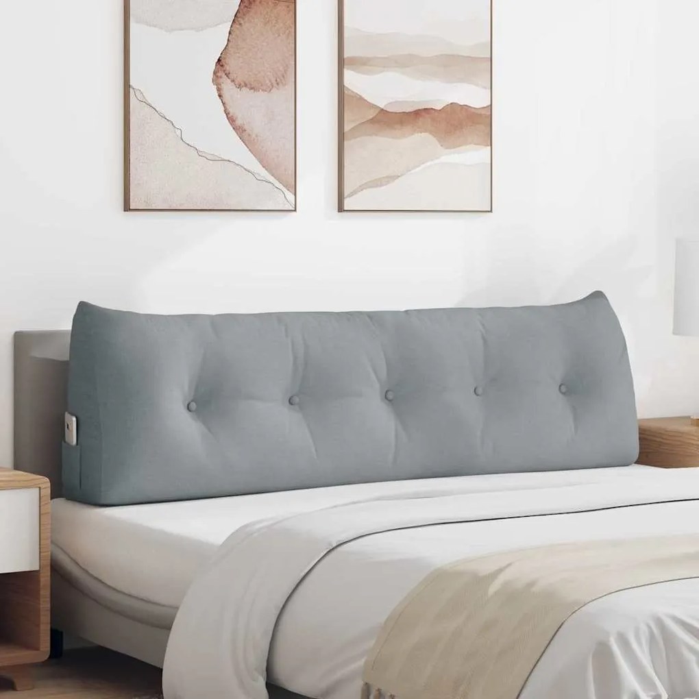 vidaXL Travesseiro para Costas Cinzento-claro 160 x 24 x 50 cm tecido