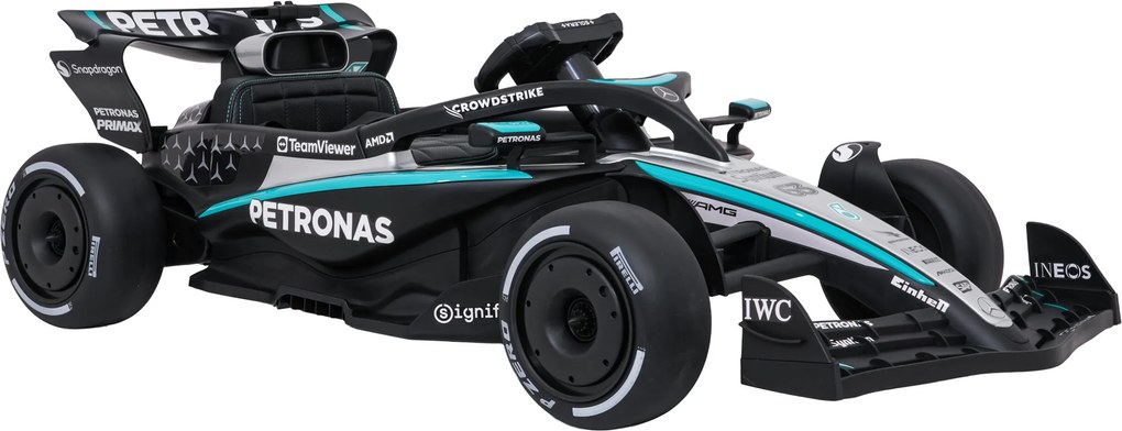 Carro elétrico para Crianças 12V AMG PETRONAS Formula 1 Rodas de espuma EVA, Assento Couro ecológico Preto