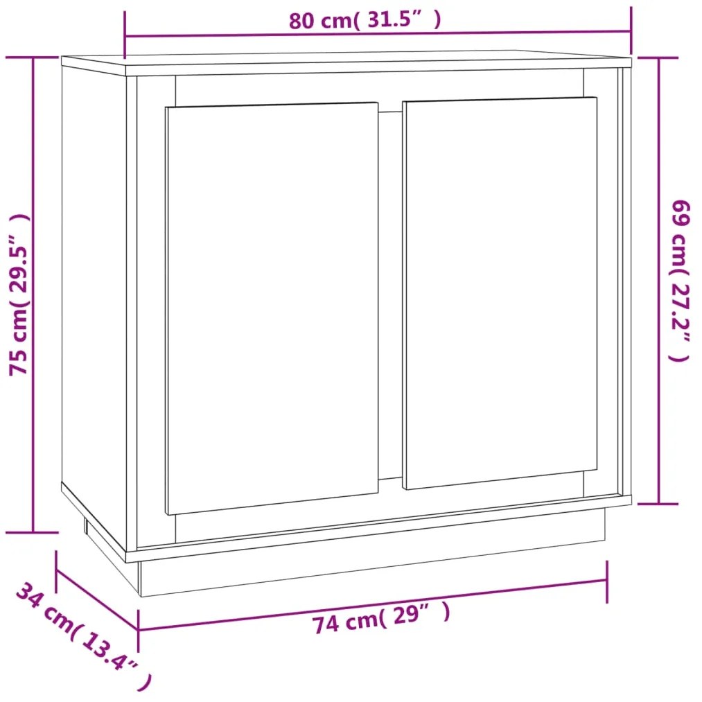 Aparador 80x34x75 cm derivados de madeira cinzento sonoma