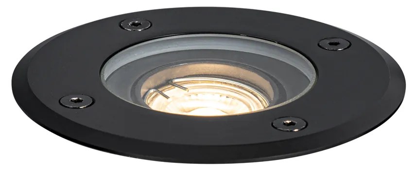 Foco de chão exterior moderno preto 35 mm ajustável IP65 - Delux Moderno
