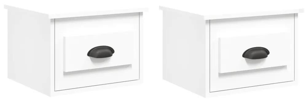 Mesas de cabeceira de parede 2 pcs 41,5x36x28 cm branco