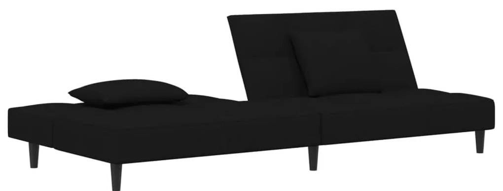 Sofá-cama 2 lugares com duas almofadas veludo preto