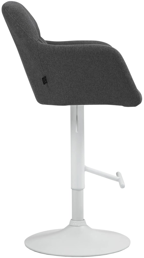 Banco de bar Natoma em tecido com estrutura branca 97-118 x 57 x 59 cm Cinzento escuro