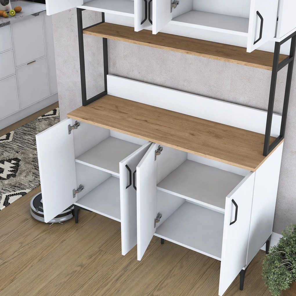 Armário Alto de Cozinha "Stella" - 120 x 198,6 x 40 cm - Nogueira e Br