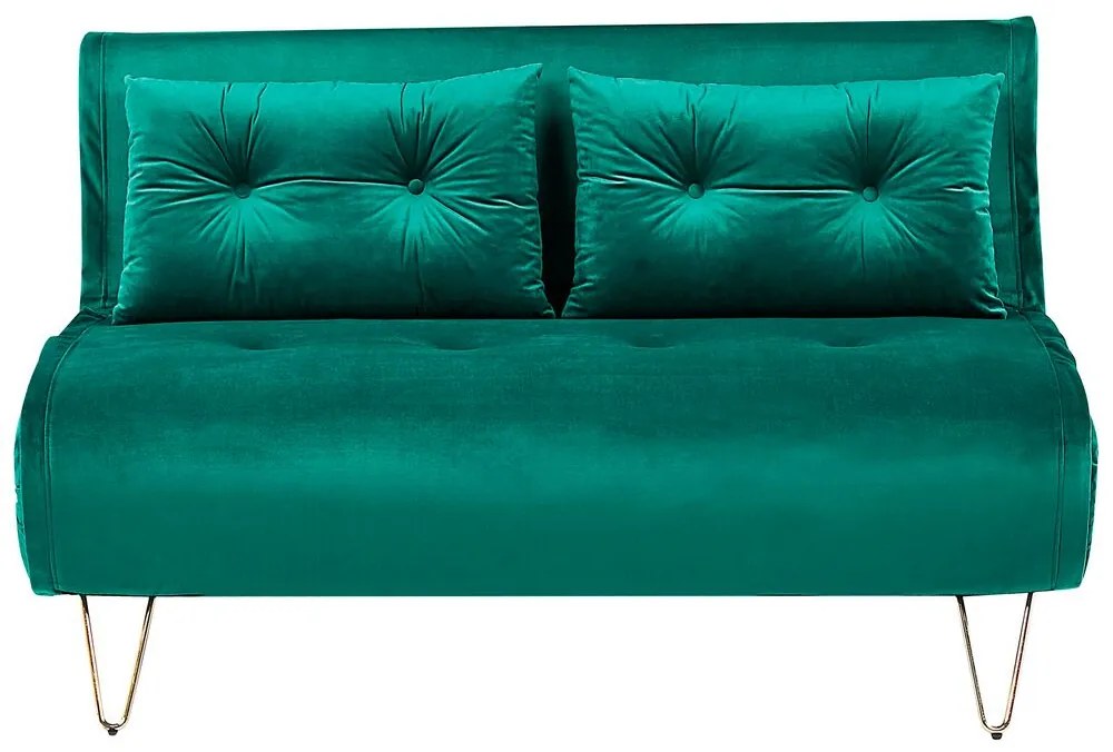 Conjunto de sofás-cama com 3 lugares em veludo verde escuro VESTFOLD Beliani