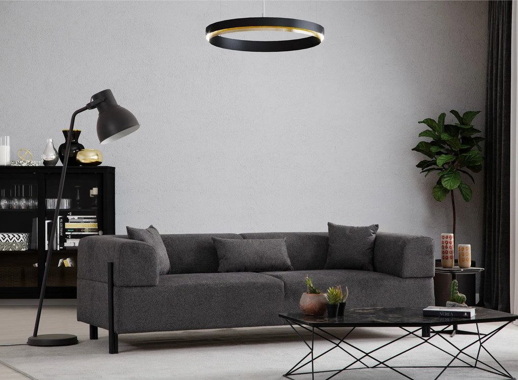 Sofá de 3 Lugares Gio – Antracite – 225x93x75 cm