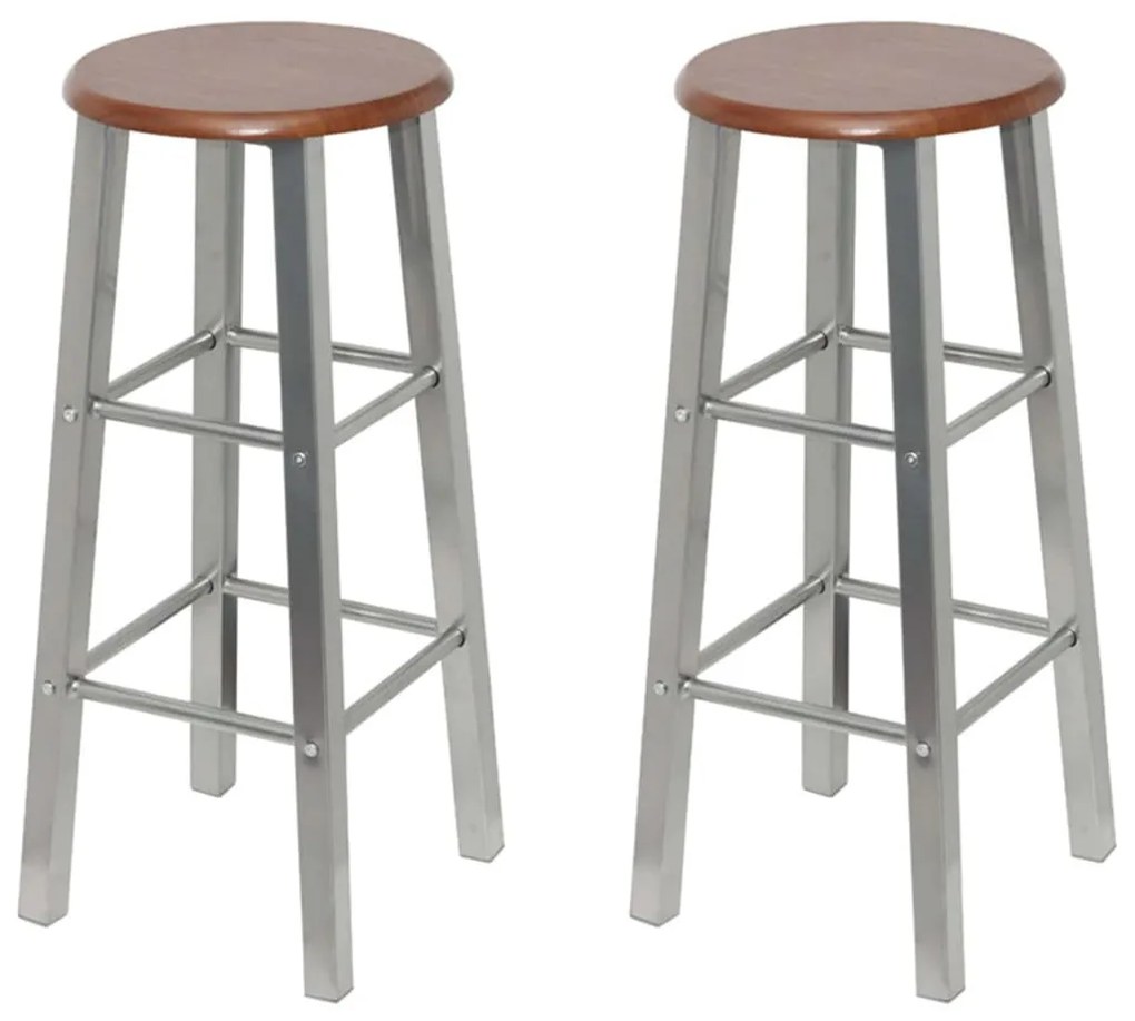 Bancos de bar 4 pcs MDF prateado e castanho