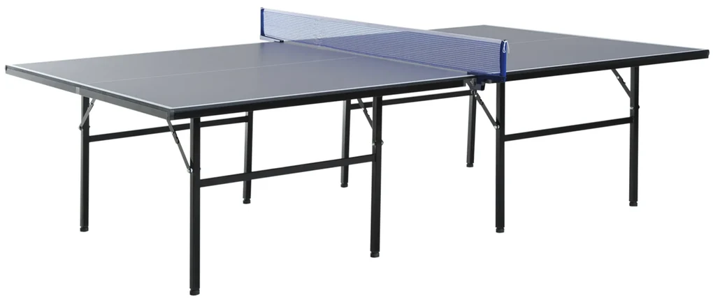 Mesa de Ping Pong Dobrável com Rede – Cor Azul – Aço e MDF – 152.5