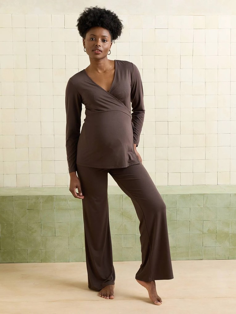 Conjunto desportivo de gravidez e amamentação chocolate