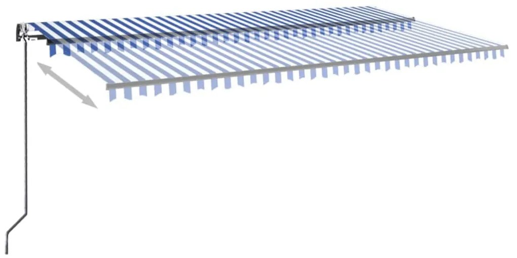Toldo retrátil automático 600x350 cm azul e branco