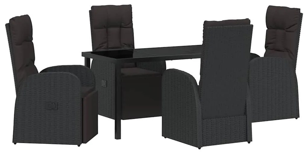 Cadeiras de Jardim Reclináveis 5 pcs Preto 140 x 70 x 73 cm