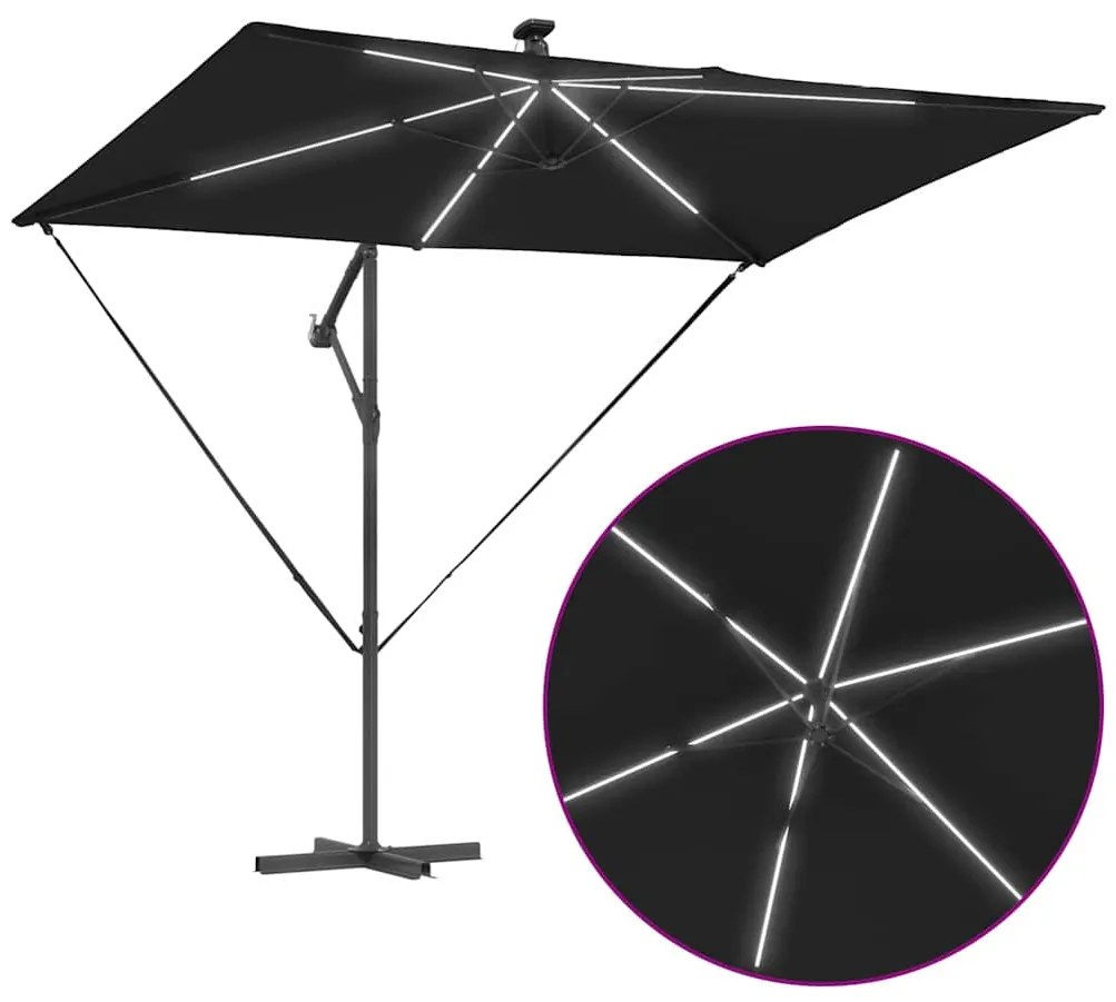 Guarda-sol de Bananeira Cantilever Preto 294 x 200 x 254 cm