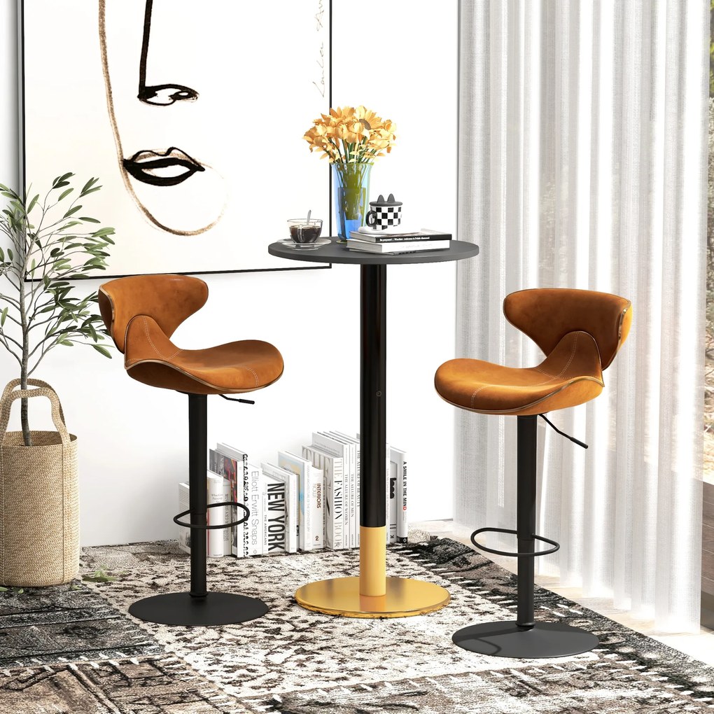 Mesa de bar redonda 60 x 60 x 102 cm (BANCOS NÃO INCLUIDOS), mesa de bistrô, mesa de cozinha de estilo contemporâneo, estrutura em aço, preta
